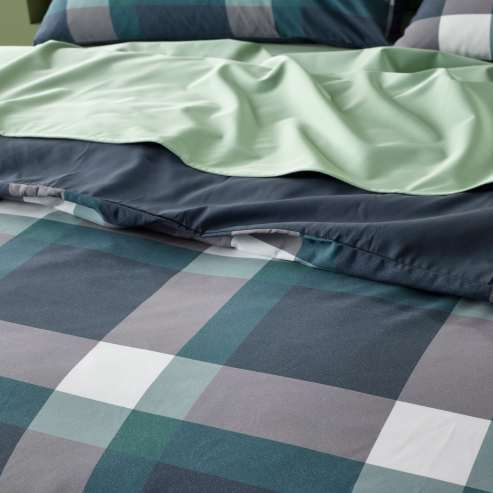 Staydry Quilt Cover Set Forest Check - Water Repellent