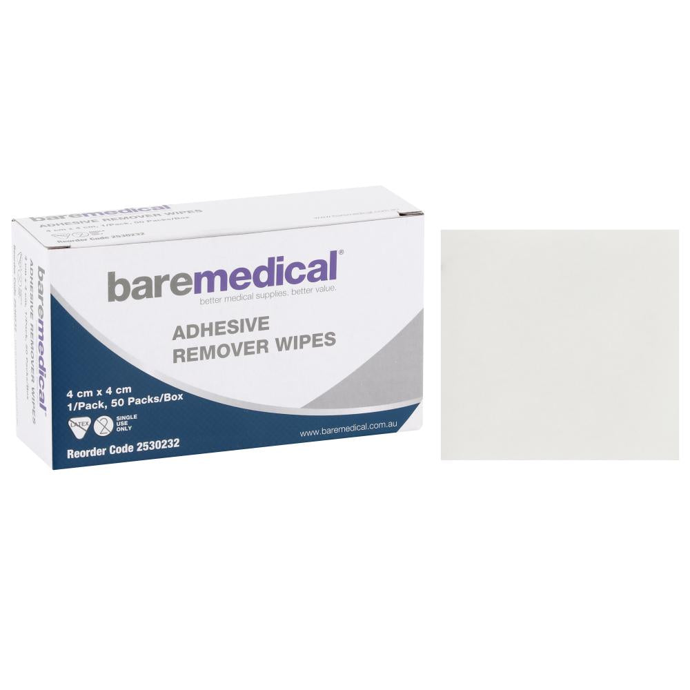 BareMed Adhesive Remover Wipes 4cm x 4cm Sterile