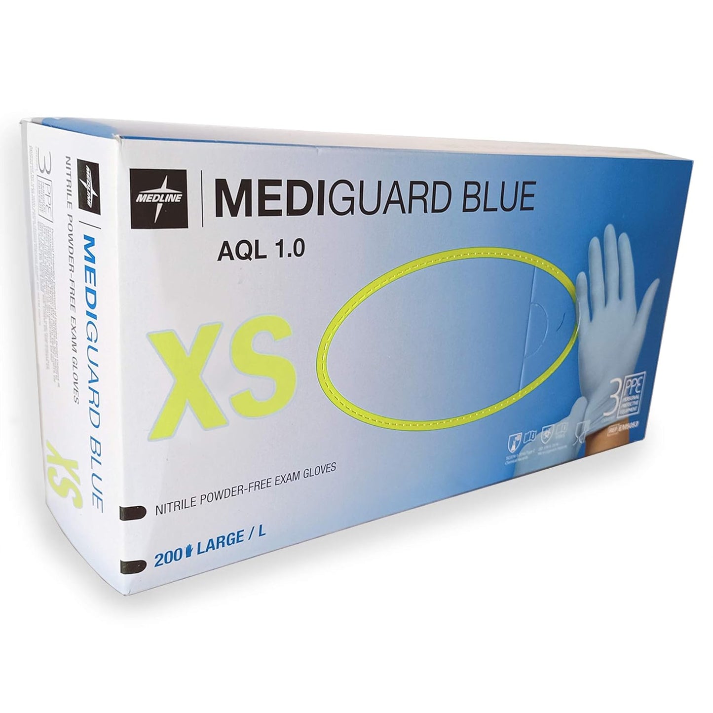 Medline MediGuard Nitrile Exam Gloves Extra Small (Box 200)