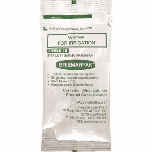 Briemar Irrigation Water (Sterile) 30ml Sachet (Box 50)