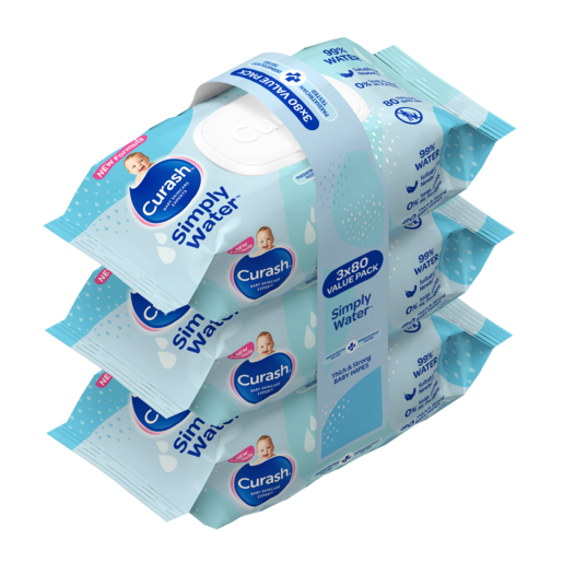 Curash Simply Water Baby Wipes (3x80)