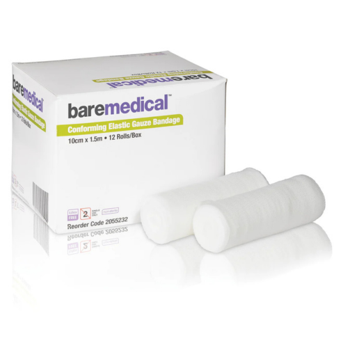 BareMed BANDAGE GAUZE CONFORMING 10CM X 1.5M (Box 12)