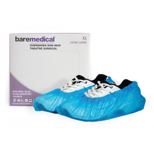 BareMed OVERSHOE THEATRE NON-SKID STANDARD SIZE POLYPROP BLUE (Box 100)