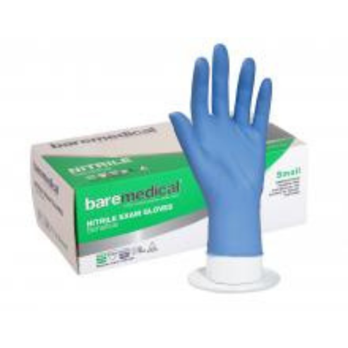 BareMed GLOVE EXAM NITRILE SMALL P/FREE STD CUFF BLUE (Box 200)