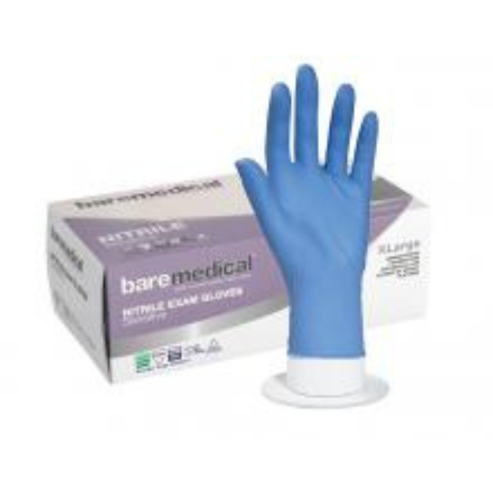 BareMed GLOVE EXAM NITRILE X-LARGE P/FREE STD CUFF BLUE (Box 200)