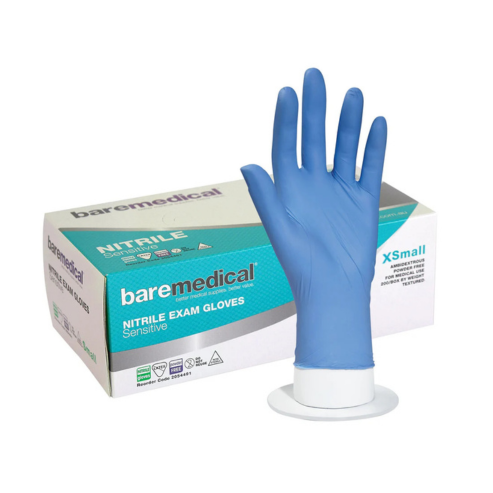 BareMed GLOVE EXAM NITRILE X-SMALL P/FREE STD CUFF BLUE (Box 200)