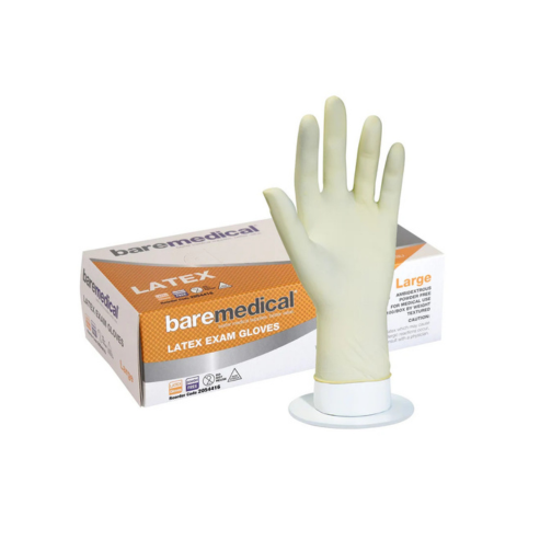 BareMed GLOVE EXAM LATEX LARGE P/FREE STD CUFF (Box 100)