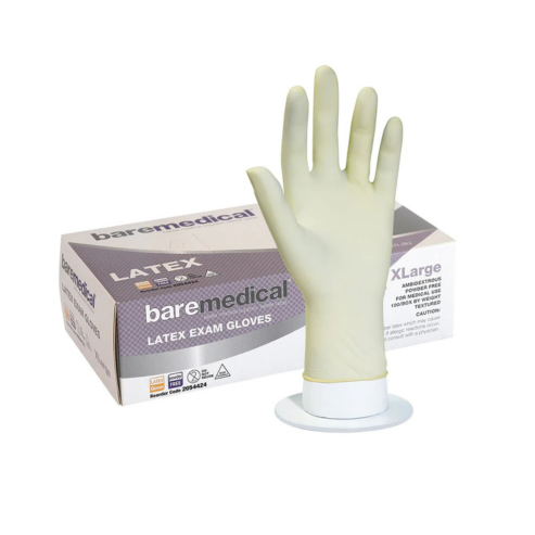 BareMed GLOVE EXAM LATEX X-LARGE P/FREE STD CUFF (Box 100)