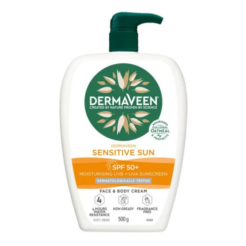 DermaVeen Sensitive Skin Sun Cream SPF50+ Face & Body 500gm