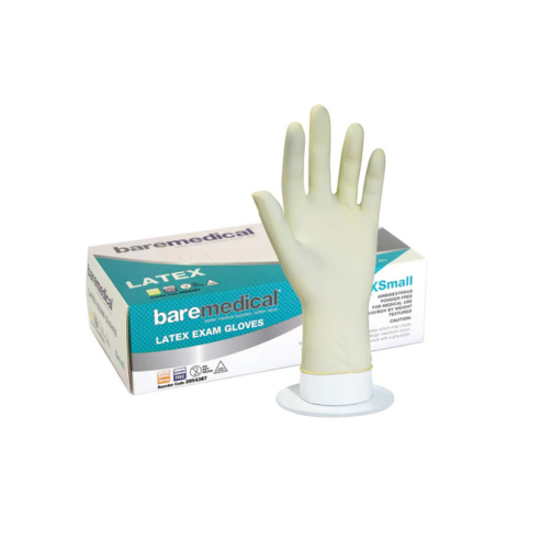 BareMed GLOVE EXAM LATEX X-SMALL P/FREE STD CUFF (Box 100)