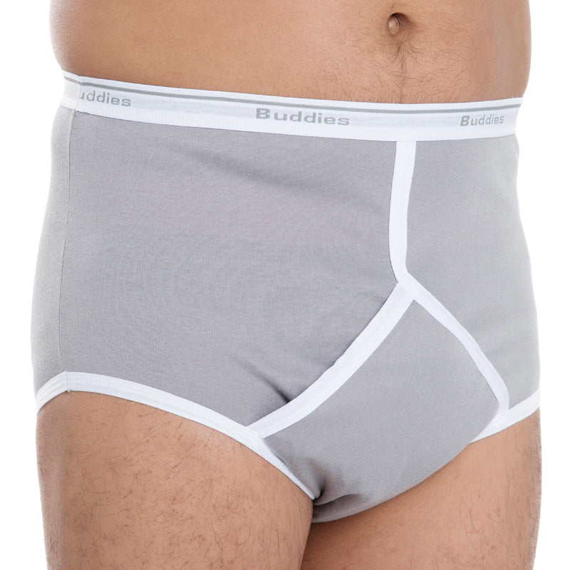Buddies Dignity Men's Brief Y Fronted High Waisted Grey 450ml