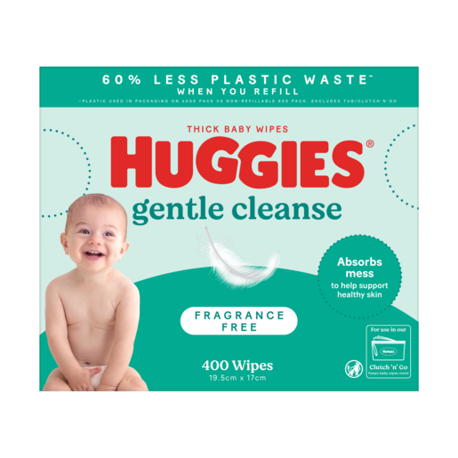 Huggies Gentle Cleanse Thick Baby Wipes Mega Pack (Box 400)