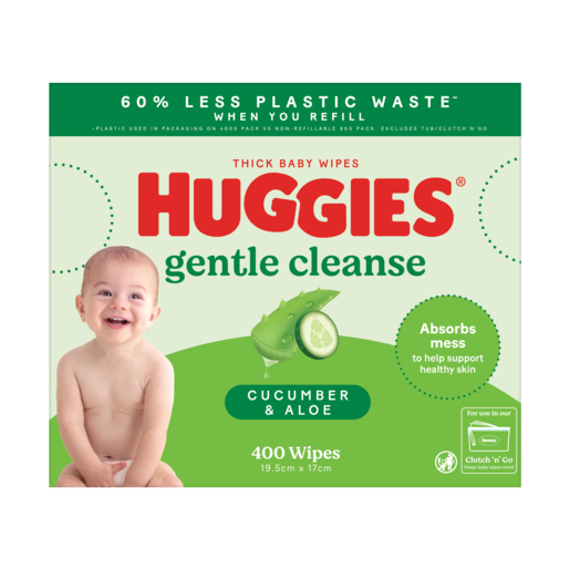 Huggies Cucumber & Aloe Mega Pack Wipes (Box 400)