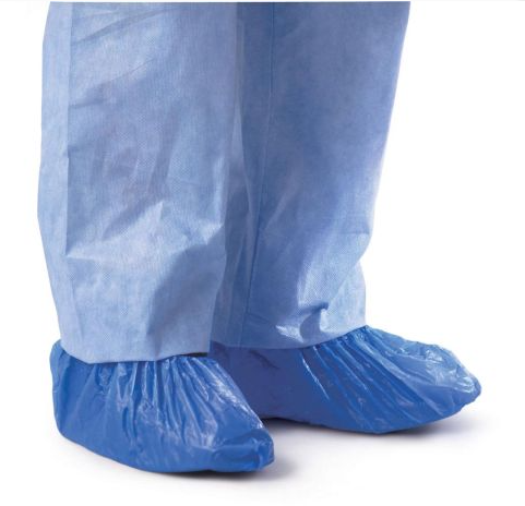 Medline Shoe Cover Poly Blue CPE One Size Fits All Box 100 Topcat Healthcare