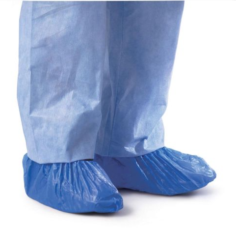 Medline Poly Blue CPE Shoe Cover One Size Fits All Fluid Proof