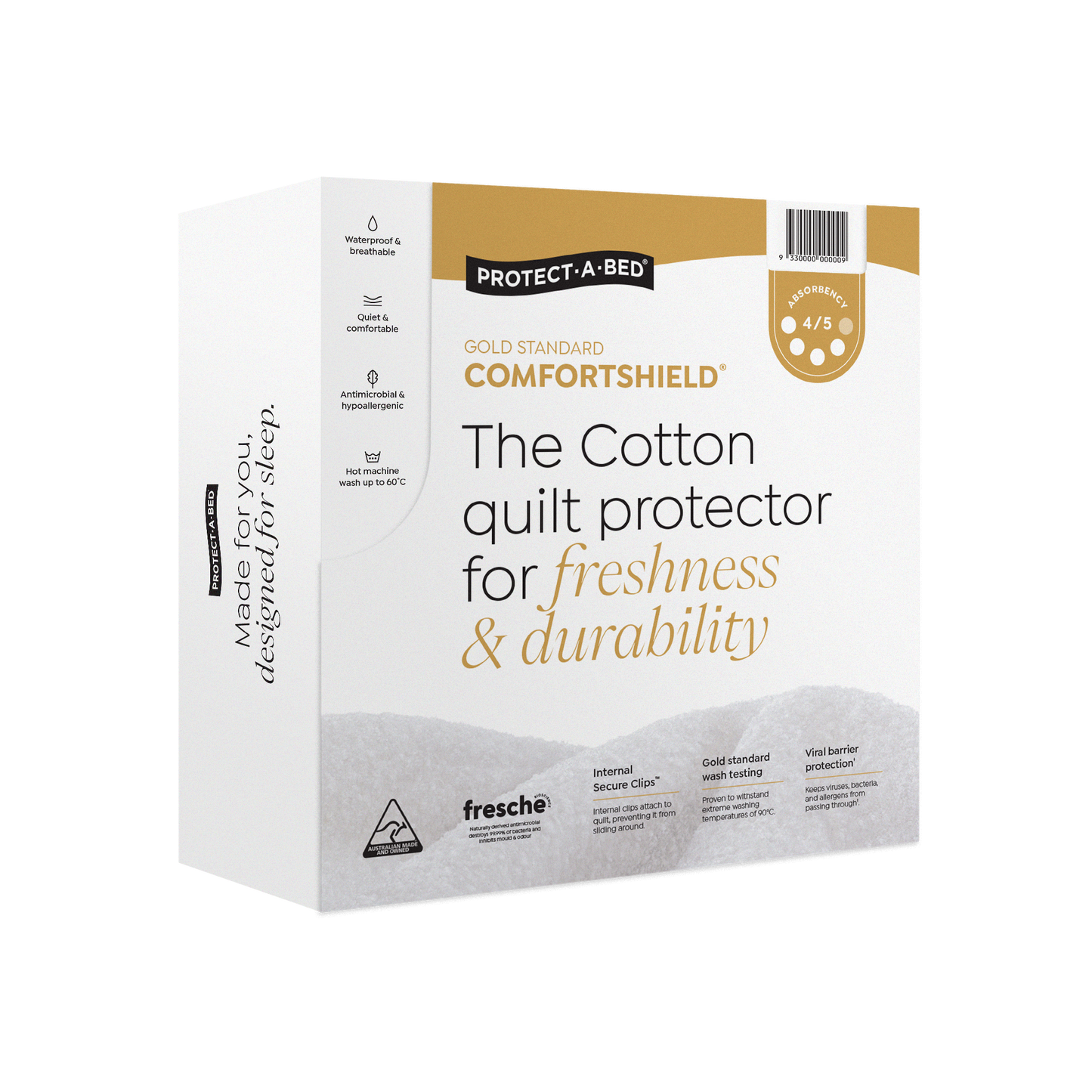 Protect-A-Bed Comfortshield gold cotton terry waterproof quilt protector - Absorption 1750 ml