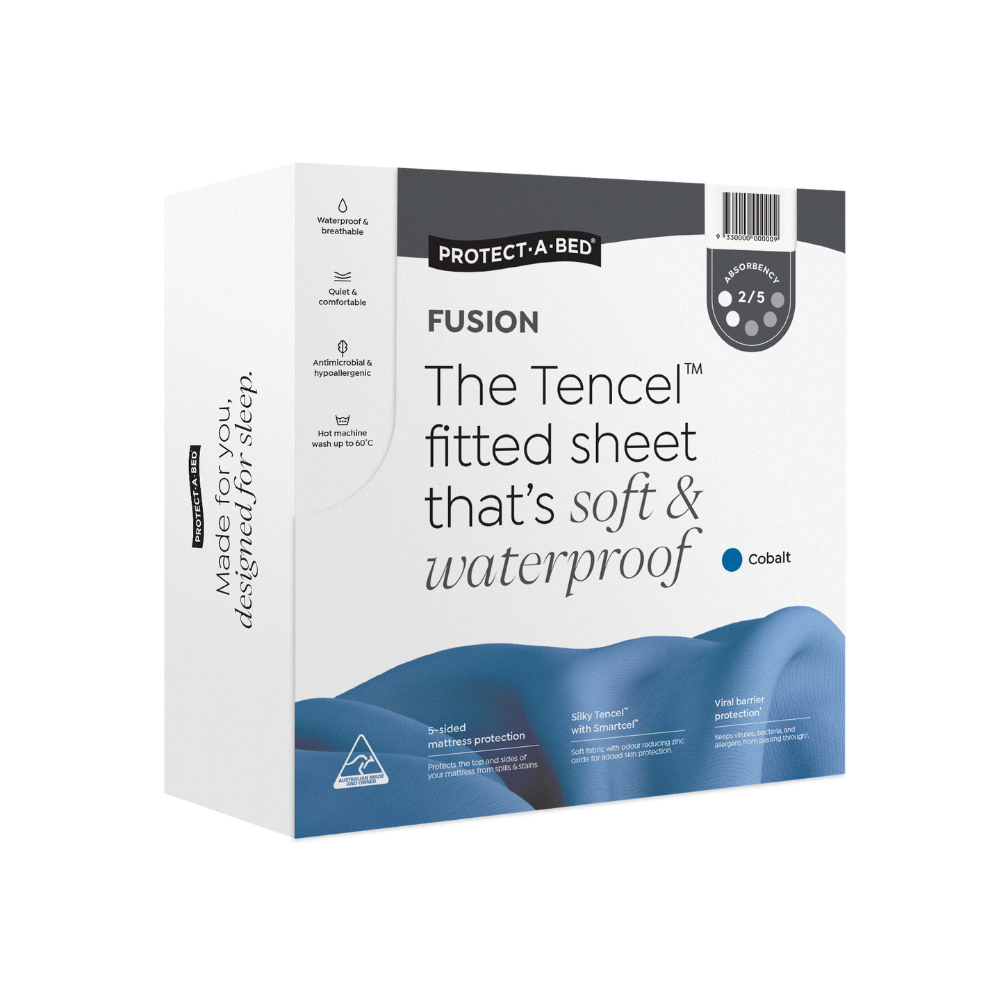 Protect-A-Bed Fusion Cobolt colour fitted waterproof sheet - Absorption 520 ml