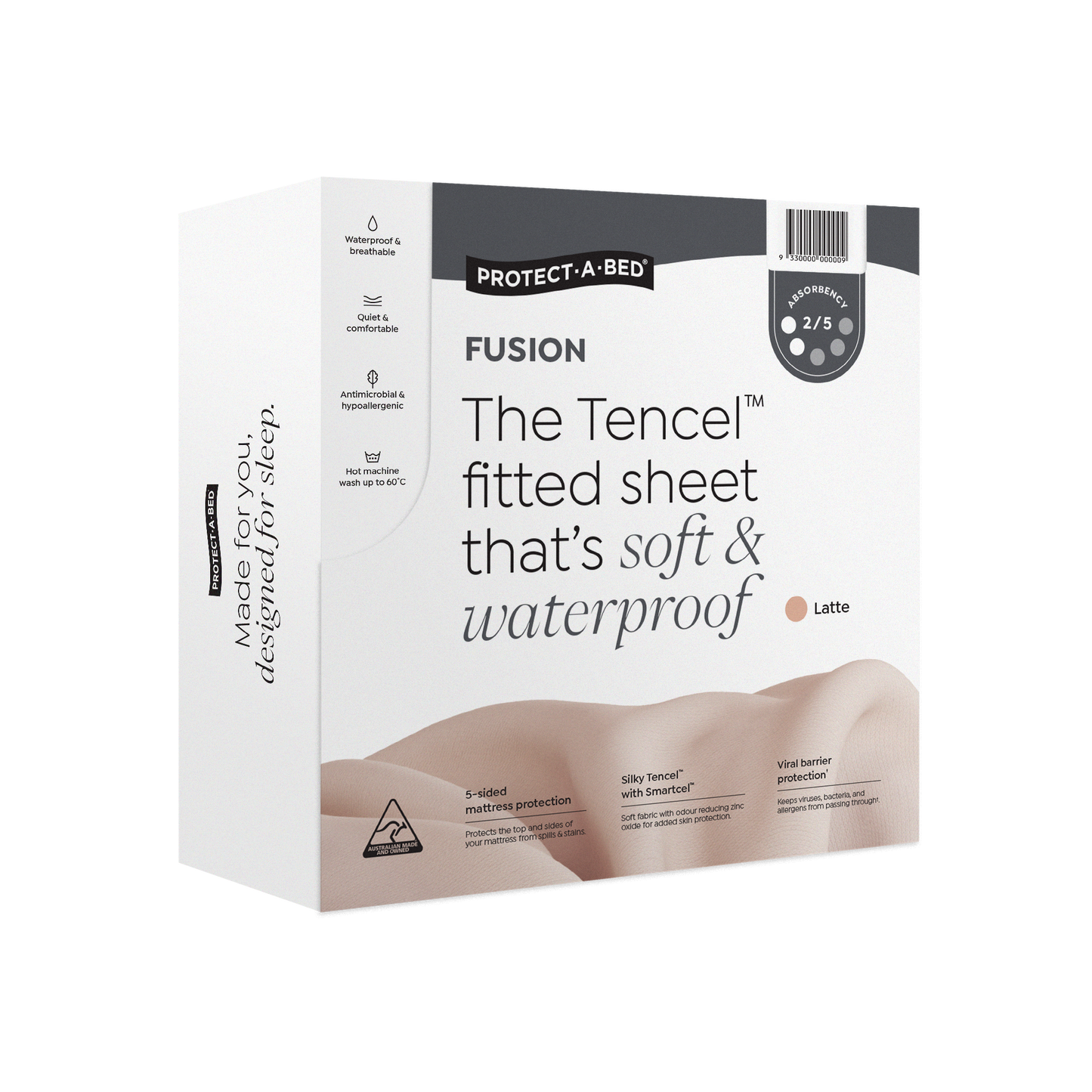 Protect-A-Bed Fusion Latte colour fitted waterproof sheet - Absorption 520 ml