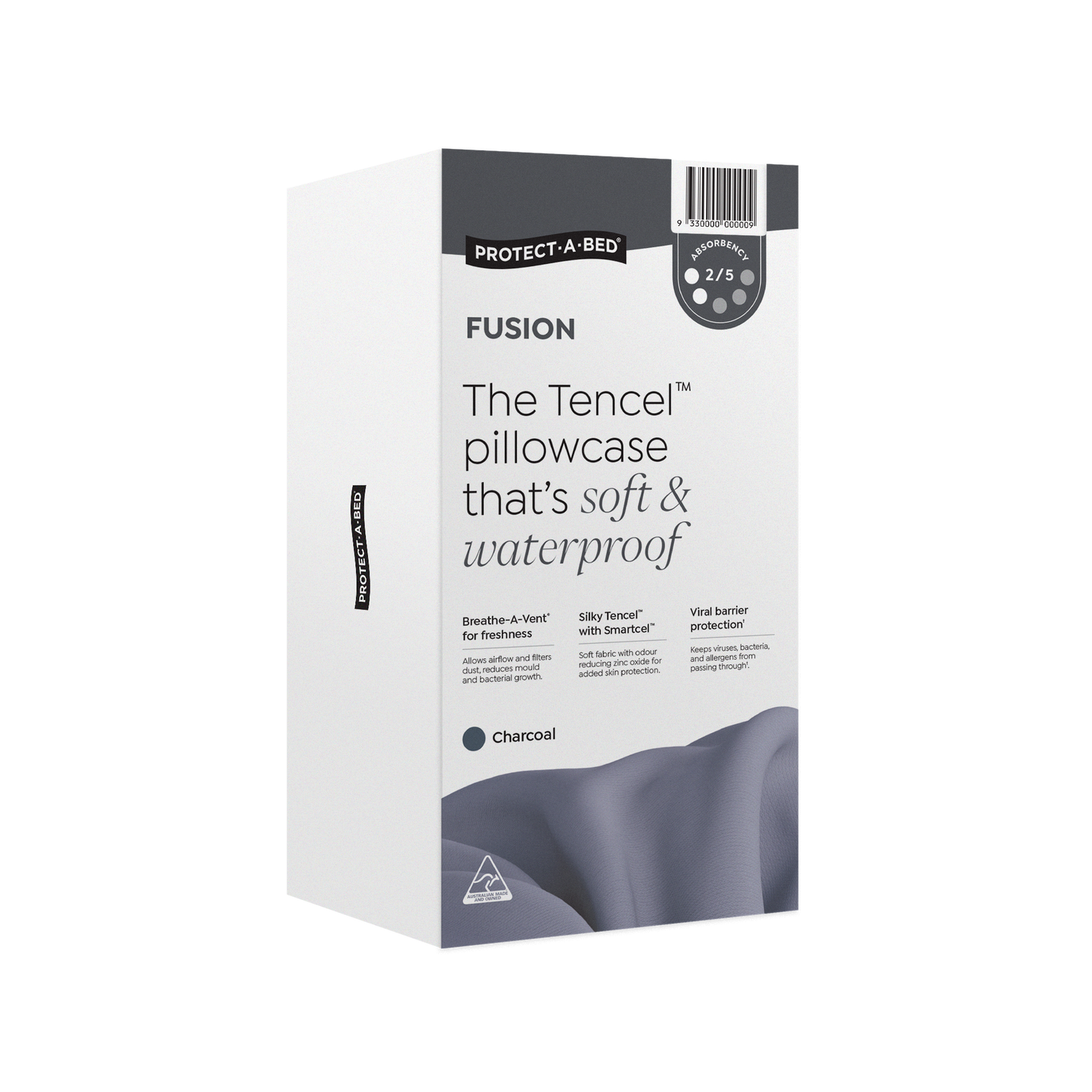 Protect-A-Bed Fusion charcoal fitted waterproof pillowcase