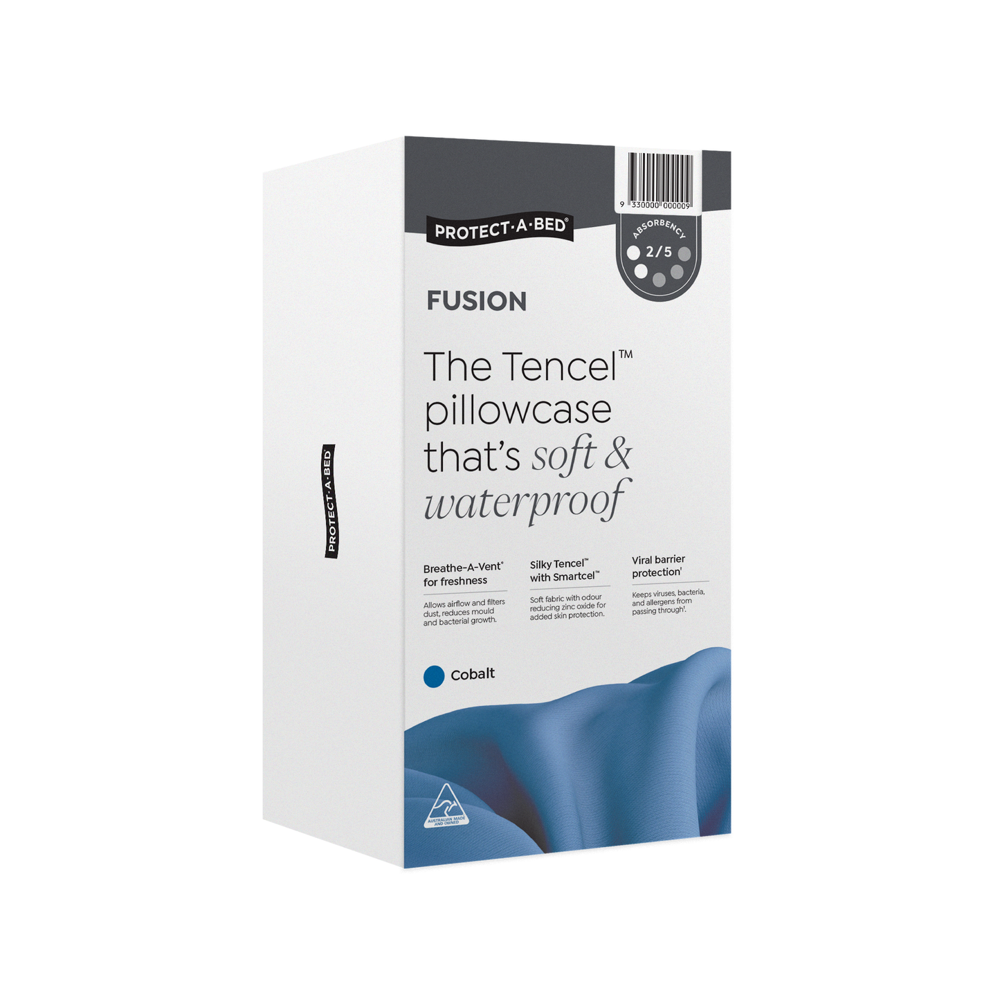 Protect-A-Bed Fusion cobalt fitted waterproof pillowcase - Absorption 190 ml