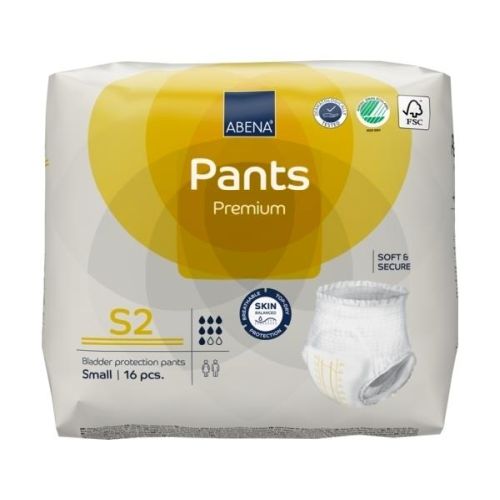 Abena Pants S2 Yellow 1900Ml 60-90Cm (Packet 16)(Sa41082)