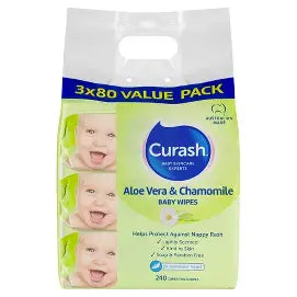 Curash Soothing Baby Wipes (3x80)