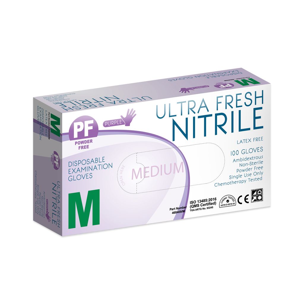 Ultra Fresh Nitrile Purple Powdered Gloves
