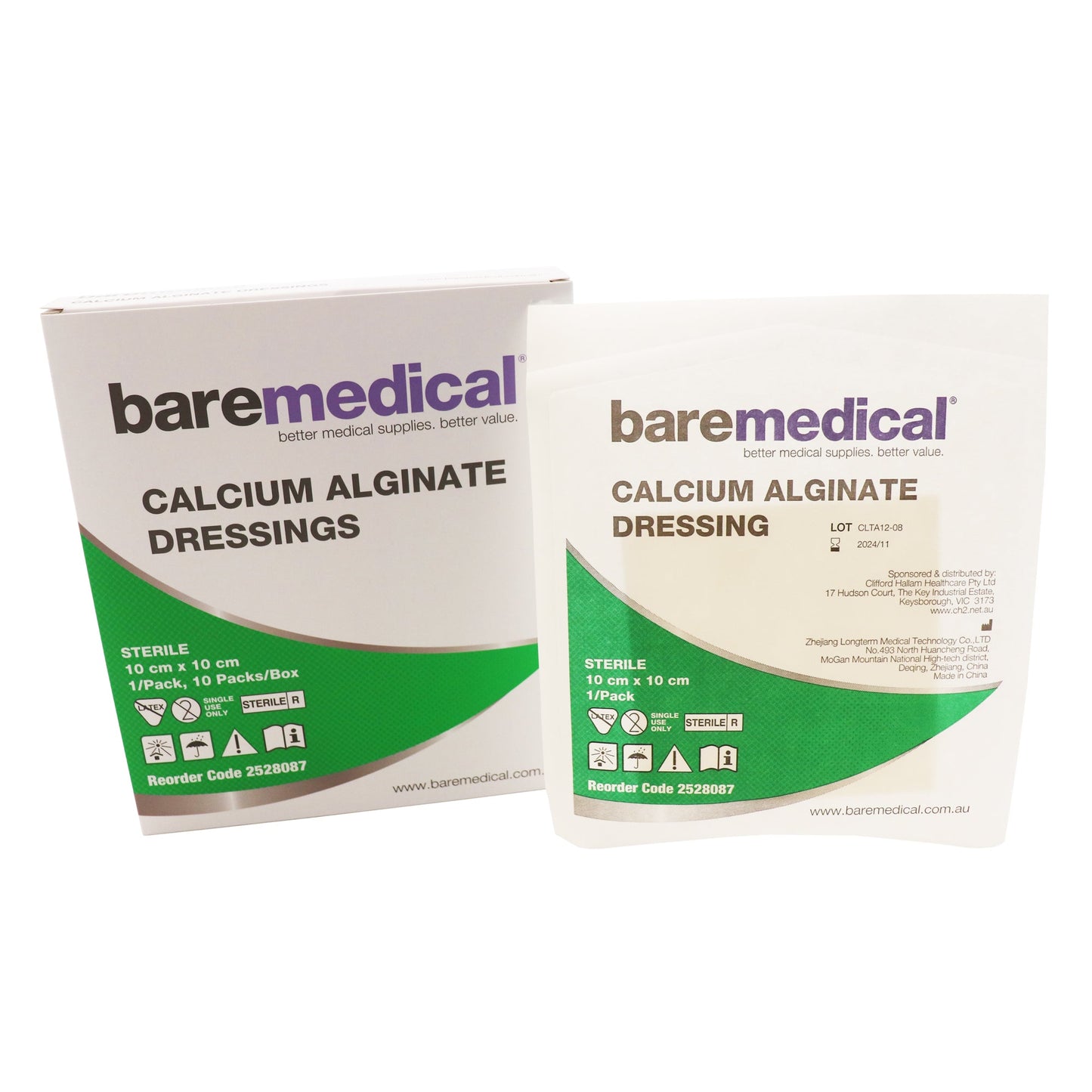 BareMed CALCIUM ALGINATE SHEET 10X10CM ST SU (Box 10)