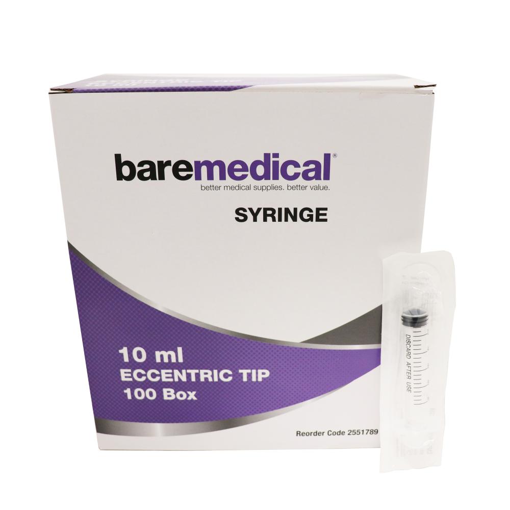 BareMed SYRINGE 10ML ECCENTRIC TIP ST SU (Box 100)