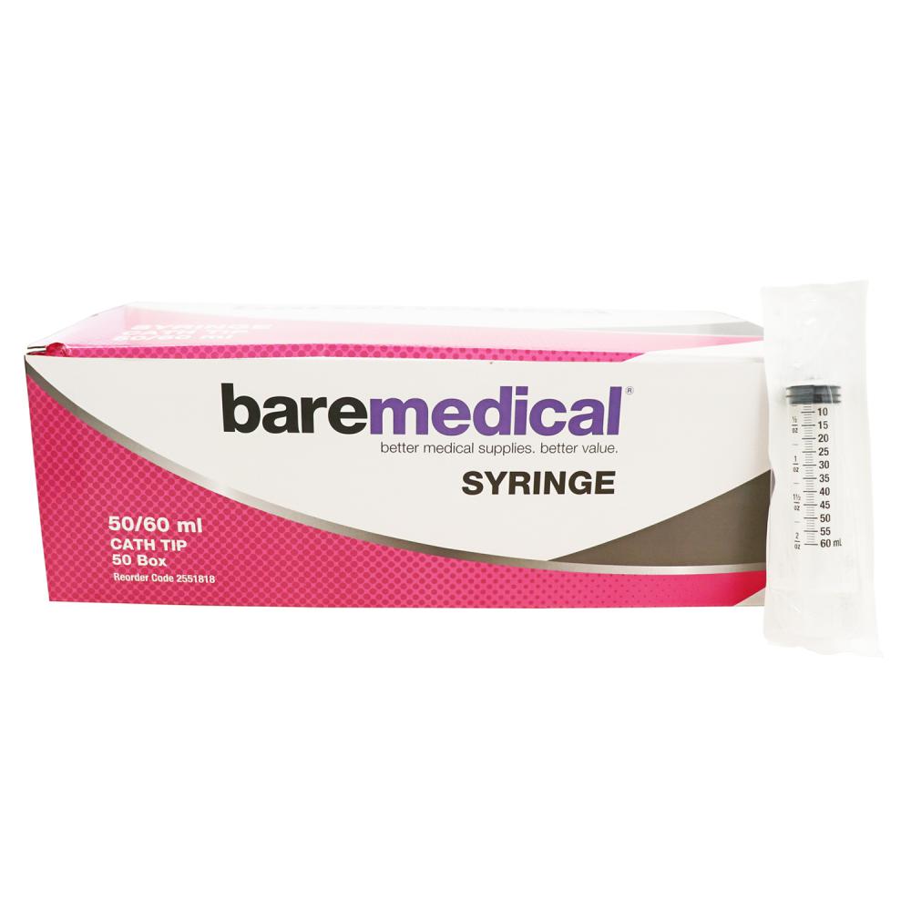BareMed SYRINGE 50ML CATHETER TIP ST SU (Box 50)