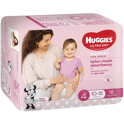 Huggies Ultra Dry Nappies Toddler Size 4  Girl 6-11 Kg