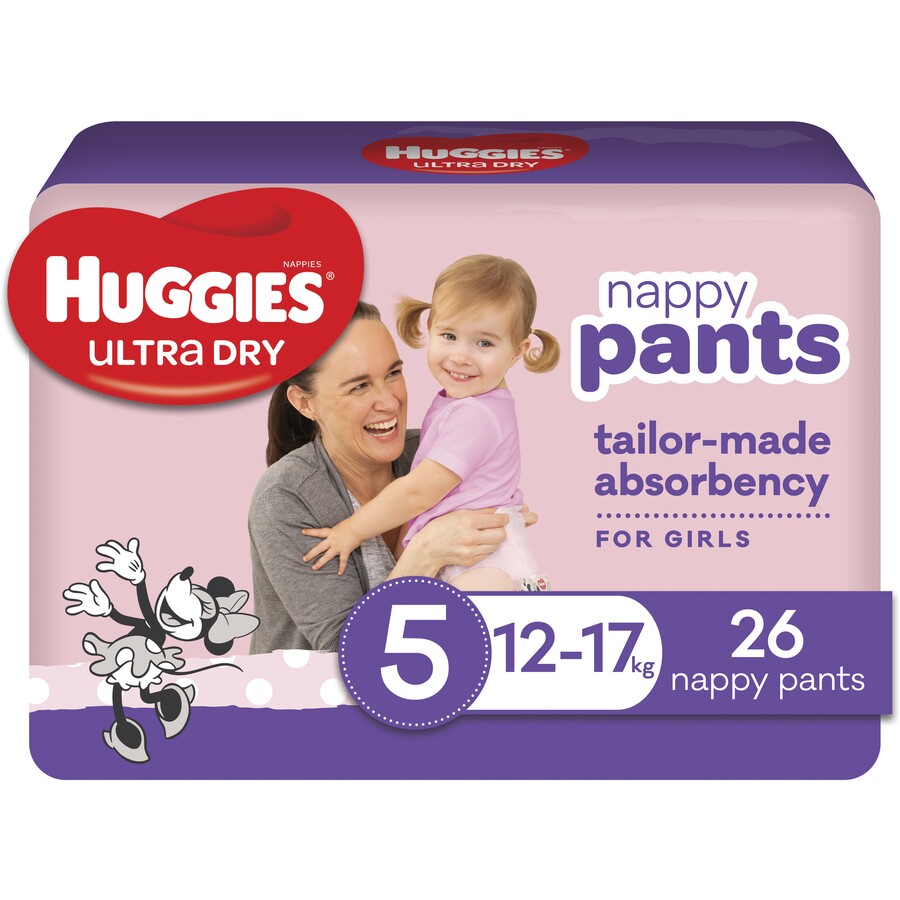 Huggies® Ultra Dry Nappy Pants Walker Girl Size 5 (Packet 26)