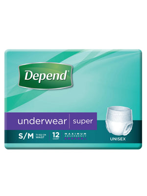 Depend® Super Unisex Underwear (Packet 12)