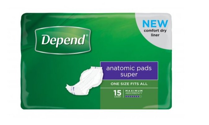 Depend® Anatomic Pads - Super  (Packet 15)