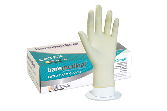 BareMed Exam Glove Latex Powder Free White
