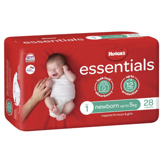 Huggies® Essentials Nappies Size 1 Crawler (Packet 28)