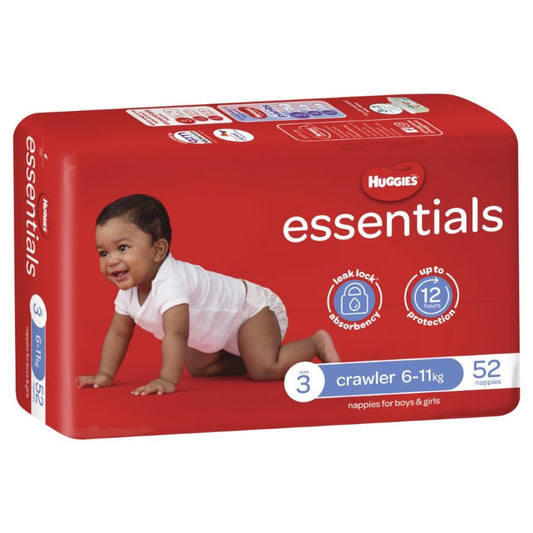 Huggies® Essentials Nappies Size 3 Crawler  (Packet 52)