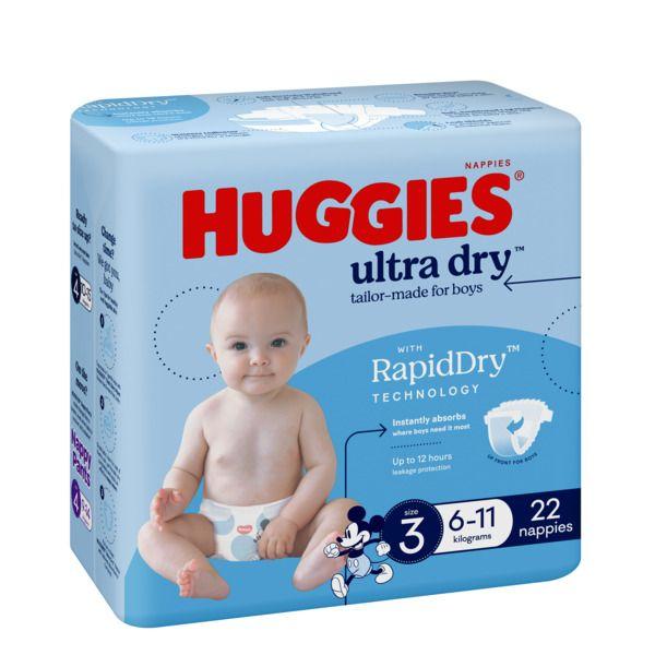 Huggies Ultra Dry Nappies Crawler Size 3 Boy 6-11 Kg