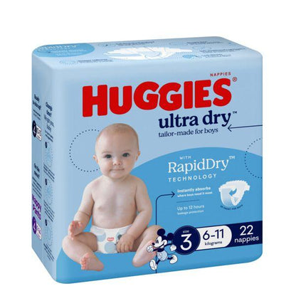 Huggies Ultra Dry Nappies Crawler Size 3 Boy 6-11 Kg