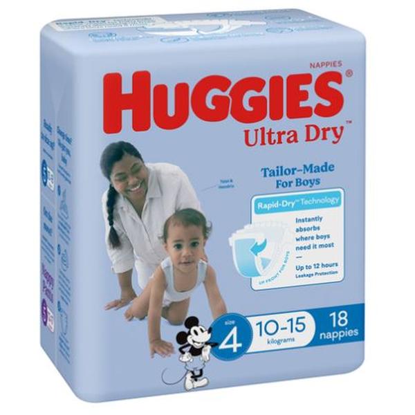 Huggies Ultra Dry Nappies Toddler Size 4  Boy 6-11 Kg