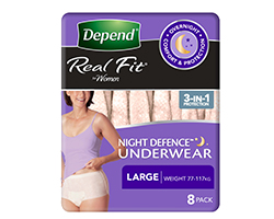 Depend® Real Fit Underwear Night Defence Female Large  (Packet 8)