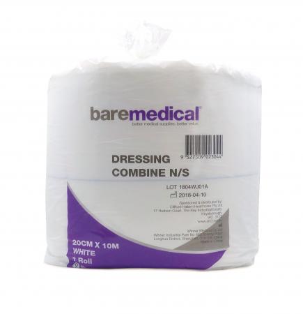 BareMed DRESSING COMBINE, 20CM X10M ROLL WHITE N/S (Each)