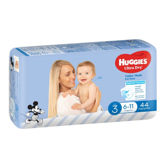 Huggies® Nappies Ultra Dry Crawler Size 3 Boy 6-11 Kg (Packet 44)