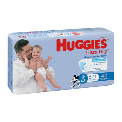 Huggies Nappies Ultra Dry Crawler Size 3 Boy 6-11 Kg