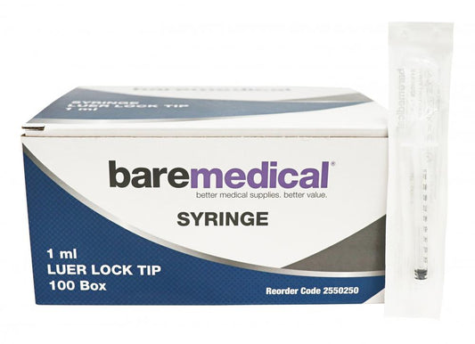 BareMed Syringe Luer Lock Tip Sterile (Box 100)