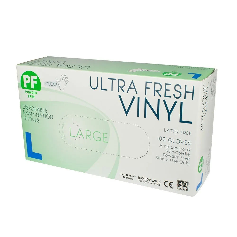 Ultra Fresh Vinyl Clear Powder Free Gloves