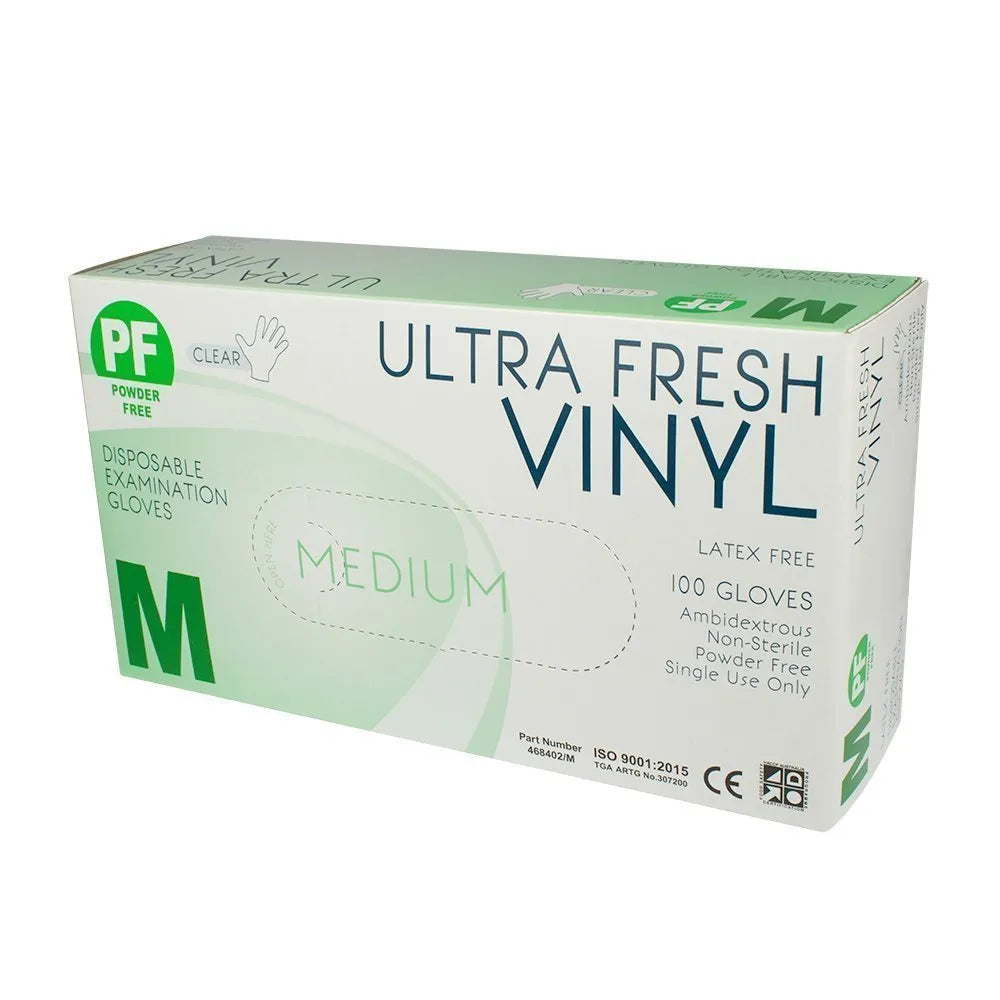 Ultra Fresh Vinyl Clear Powder Free Gloves
