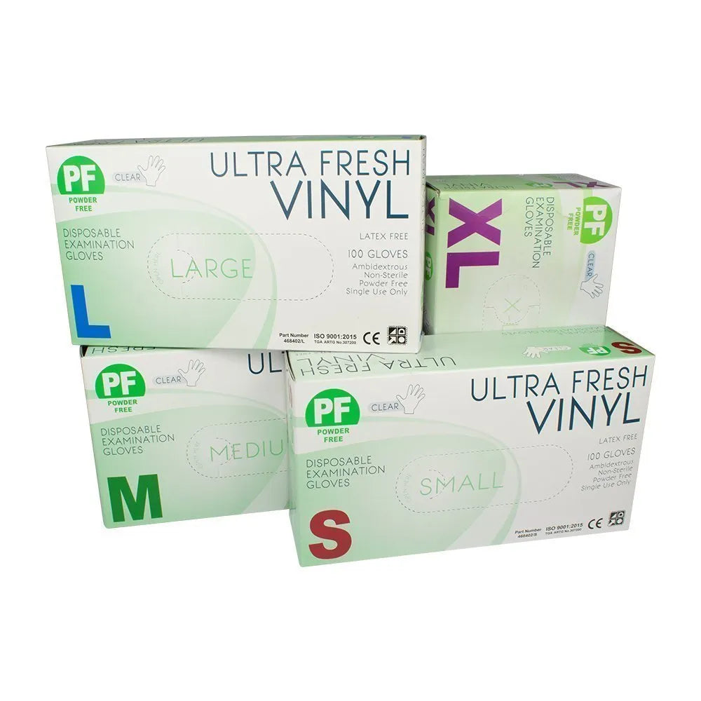 Ultra Fresh Vinyl Clear Powder Free Gloves