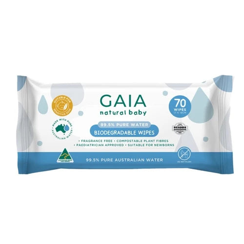 Gaia Biodegradable Natural Baby 99.5% Pure Water Wipes