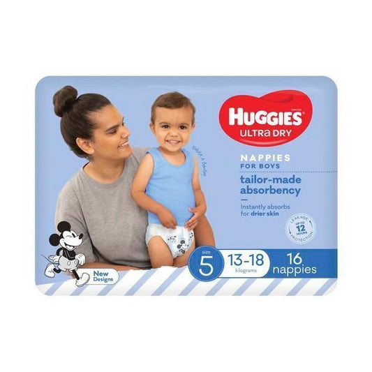 Huggies Ultra Dry Nappies Walker Size 5 Boy 13-18kg